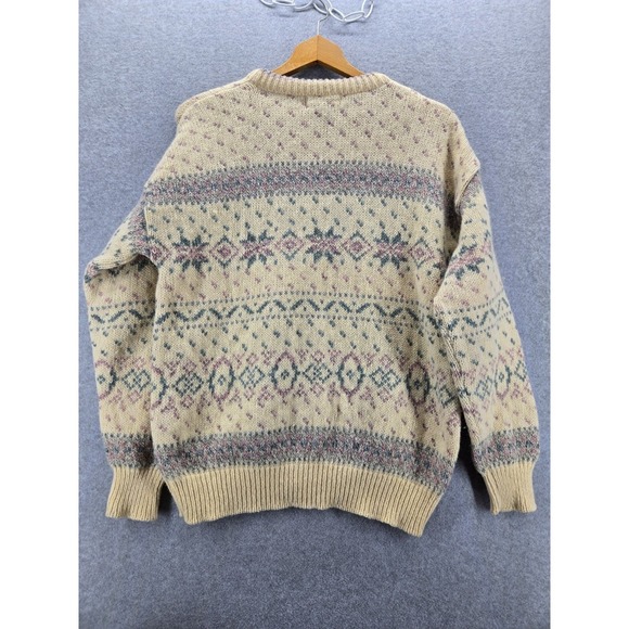 VTG Eddie Bauer Sweater Icelandic Fair Isle Nordic Holiday Knit Wool Blend S - Picture 6 of 9